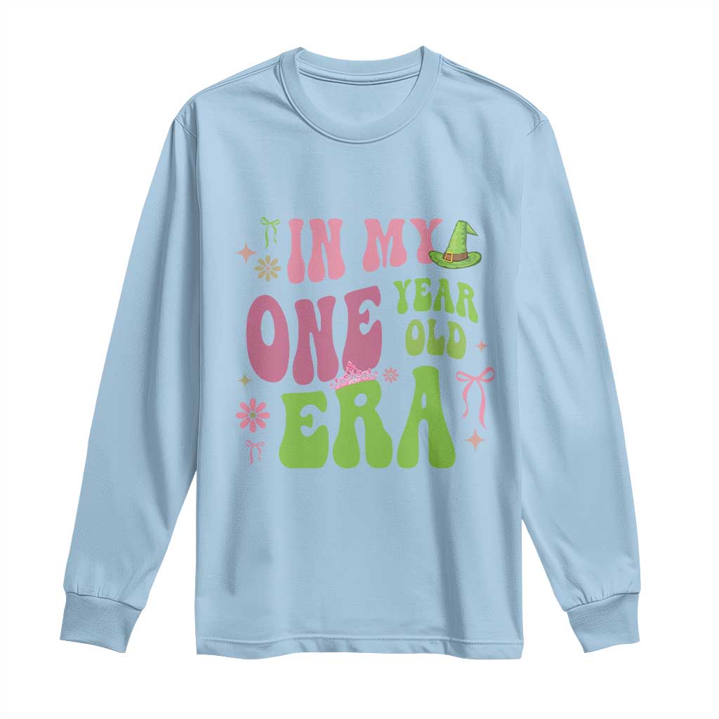 Baby Girl First Birthday Outfit Long Sleeve Shirt In My One Year Old Era Witch Pink Green