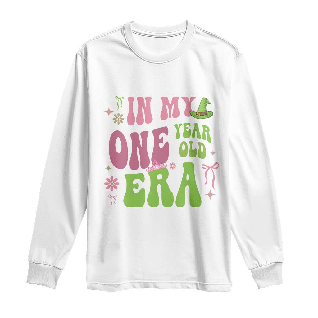 Baby Girl First Birthday Outfit Long Sleeve Shirt In My One Year Old Era Witch Pink Green