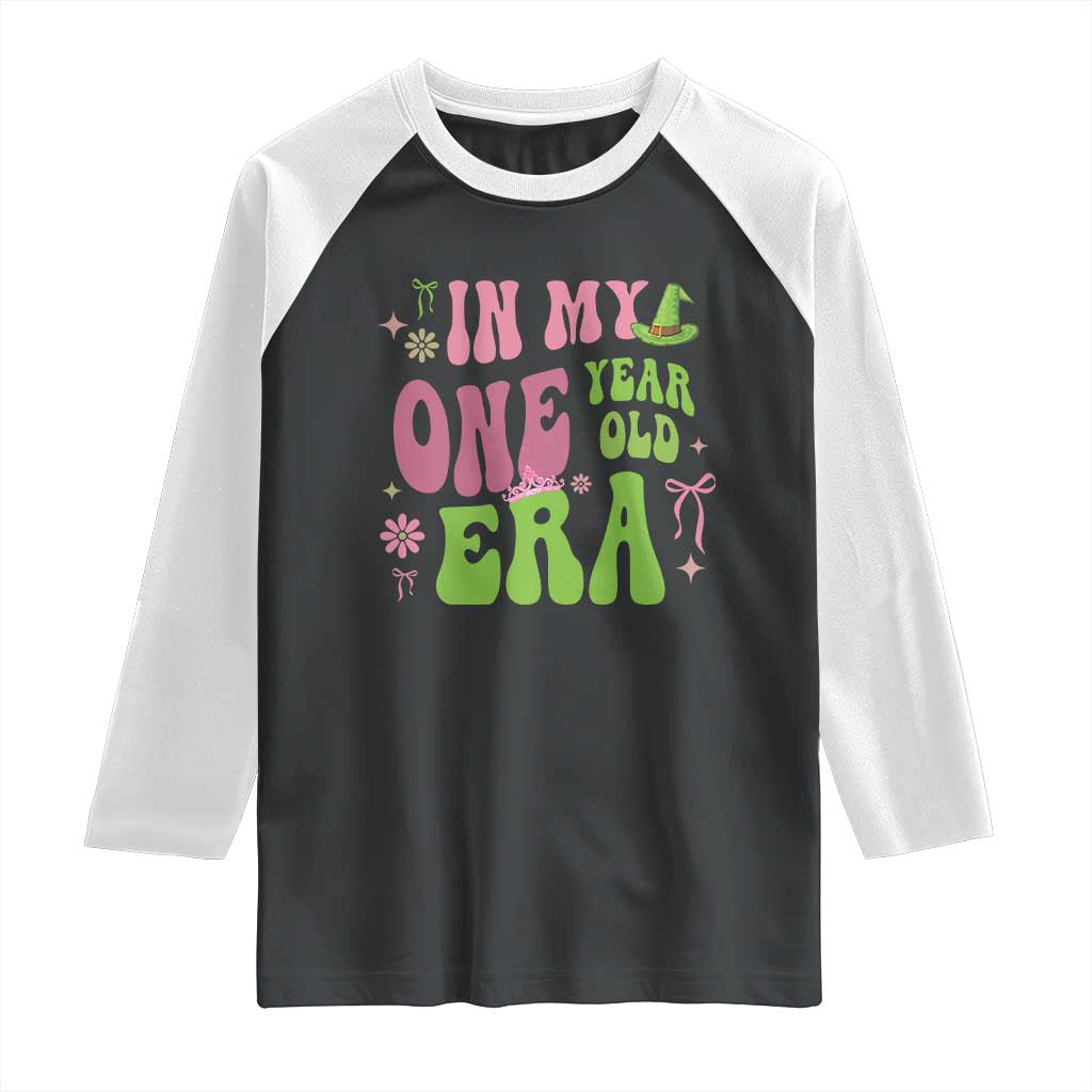 Baby Girl First Birthday Outfit Raglan Shirt In My One Year Old Era Witch Pink Green