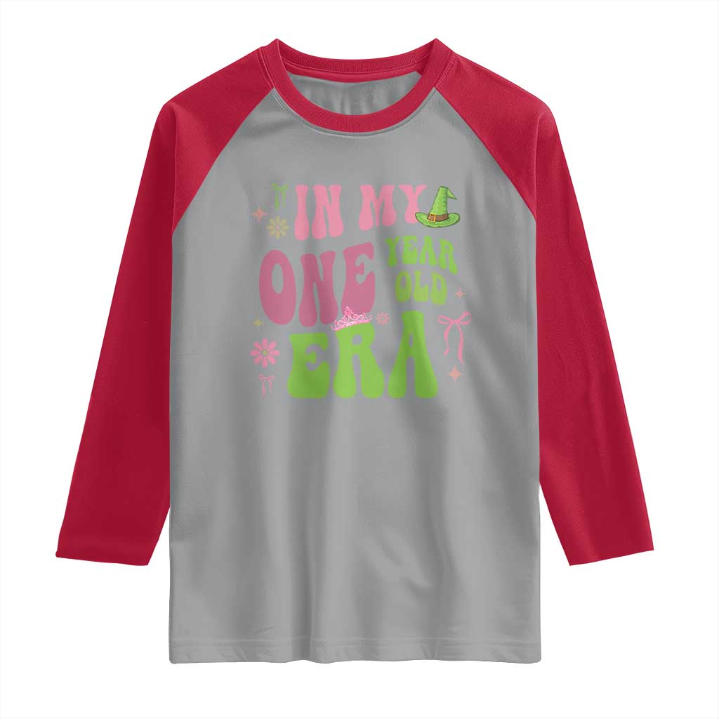 Baby Girl First Birthday Outfit Raglan Shirt In My One Year Old Era Witch Pink Green
