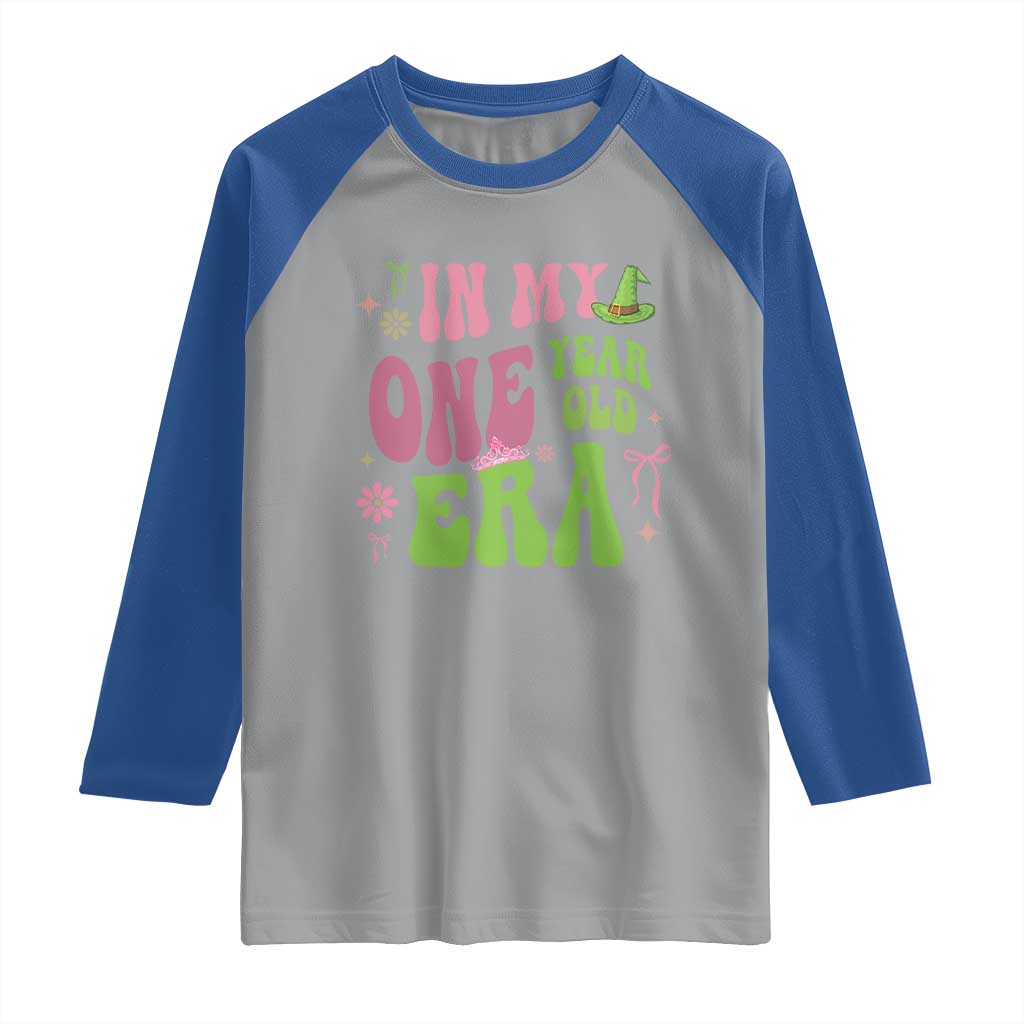 Baby Girl First Birthday Outfit Raglan Shirt In My One Year Old Era Witch Pink Green
