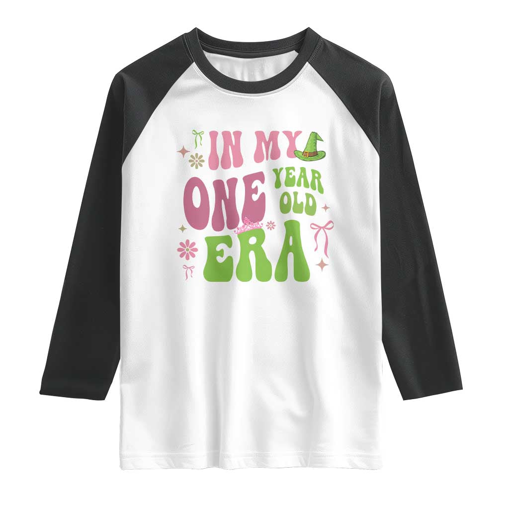 Baby Girl First Birthday Outfit Raglan Shirt In My One Year Old Era Witch Pink Green