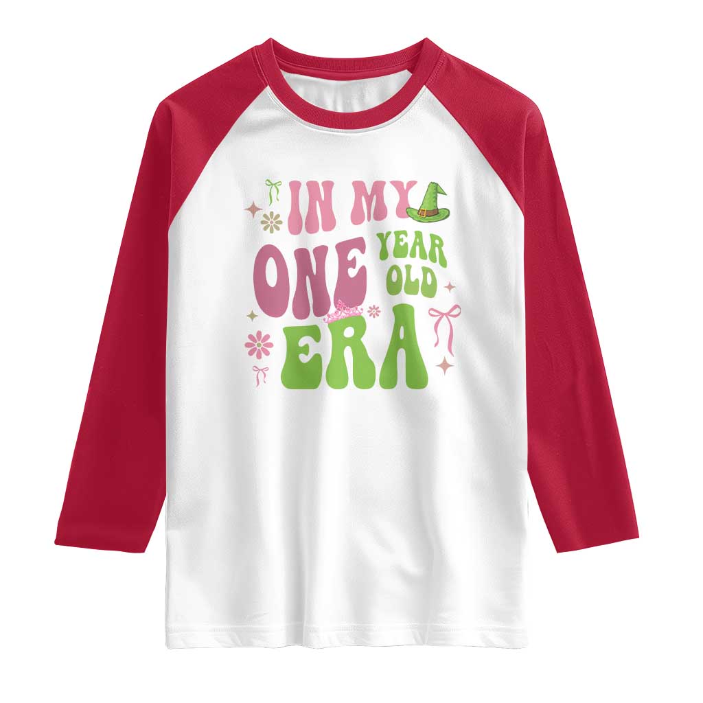 Baby Girl First Birthday Outfit Raglan Shirt In My One Year Old Era Witch Pink Green