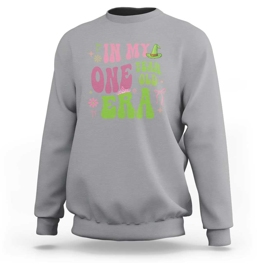 Baby Girl First Birthday Outfit Sweatshirt In My One Year Old Era Witch Pink Green