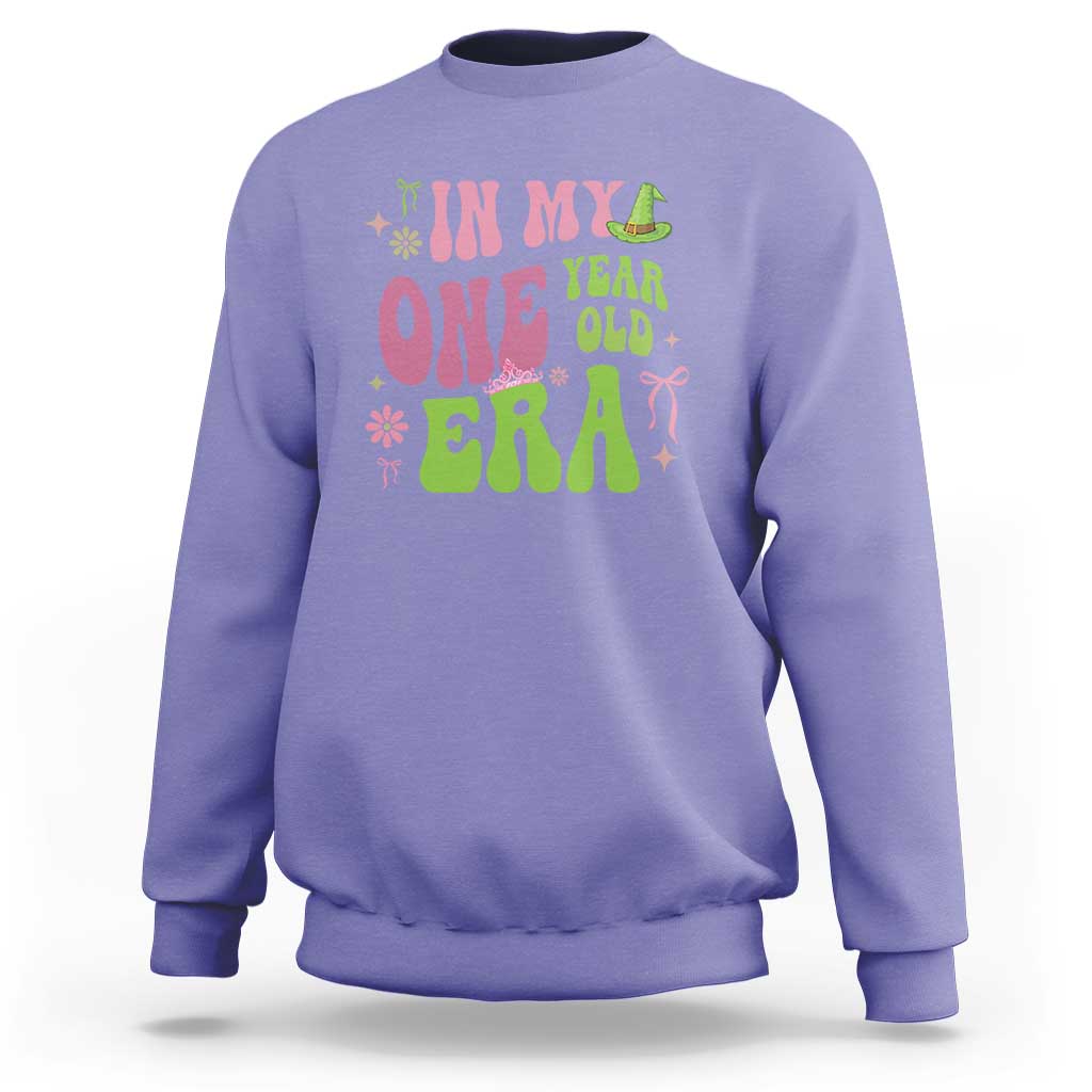 Baby Girl First Birthday Outfit Sweatshirt In My One Year Old Era Witch Pink Green