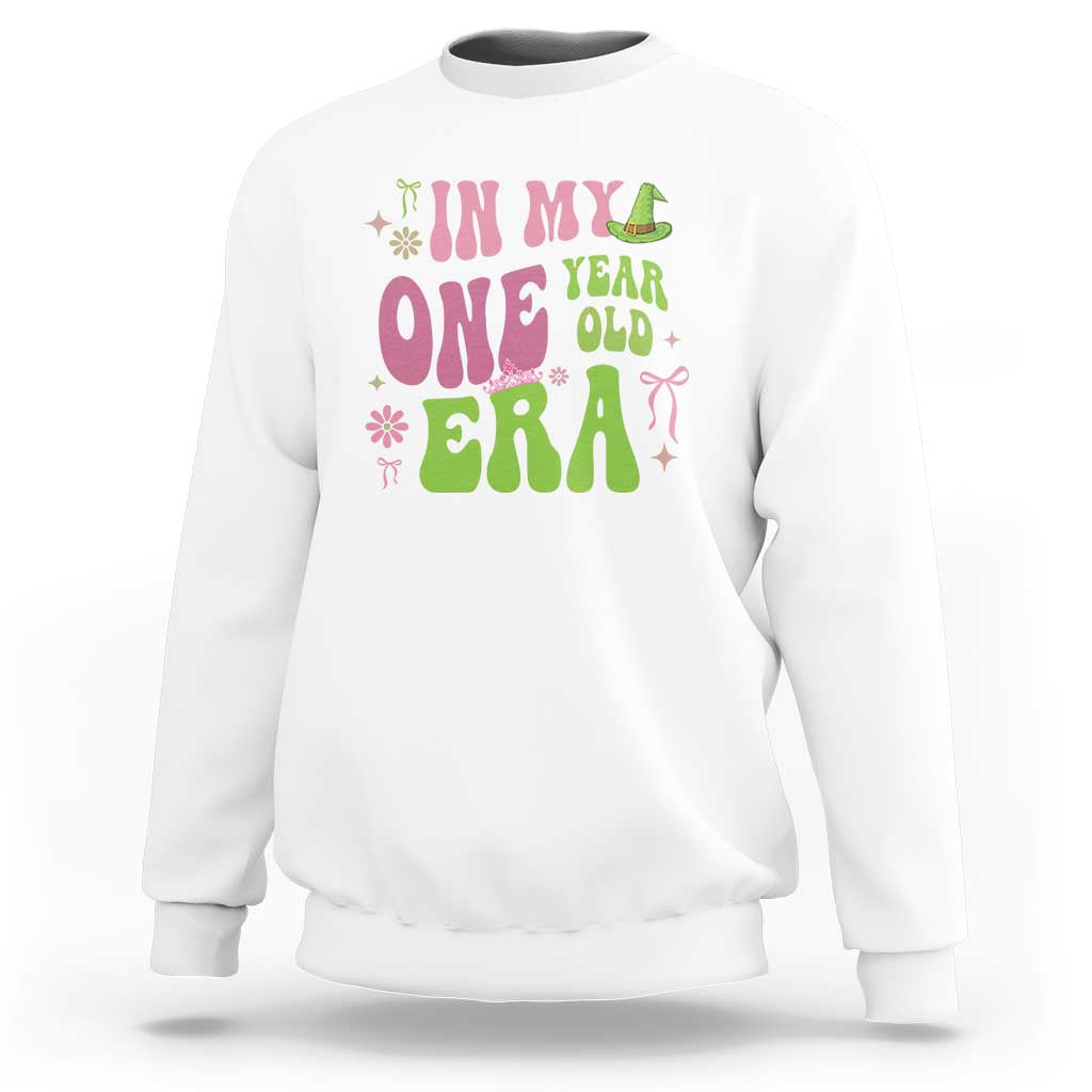 Baby Girl First Birthday Outfit Sweatshirt In My One Year Old Era Witch Pink Green