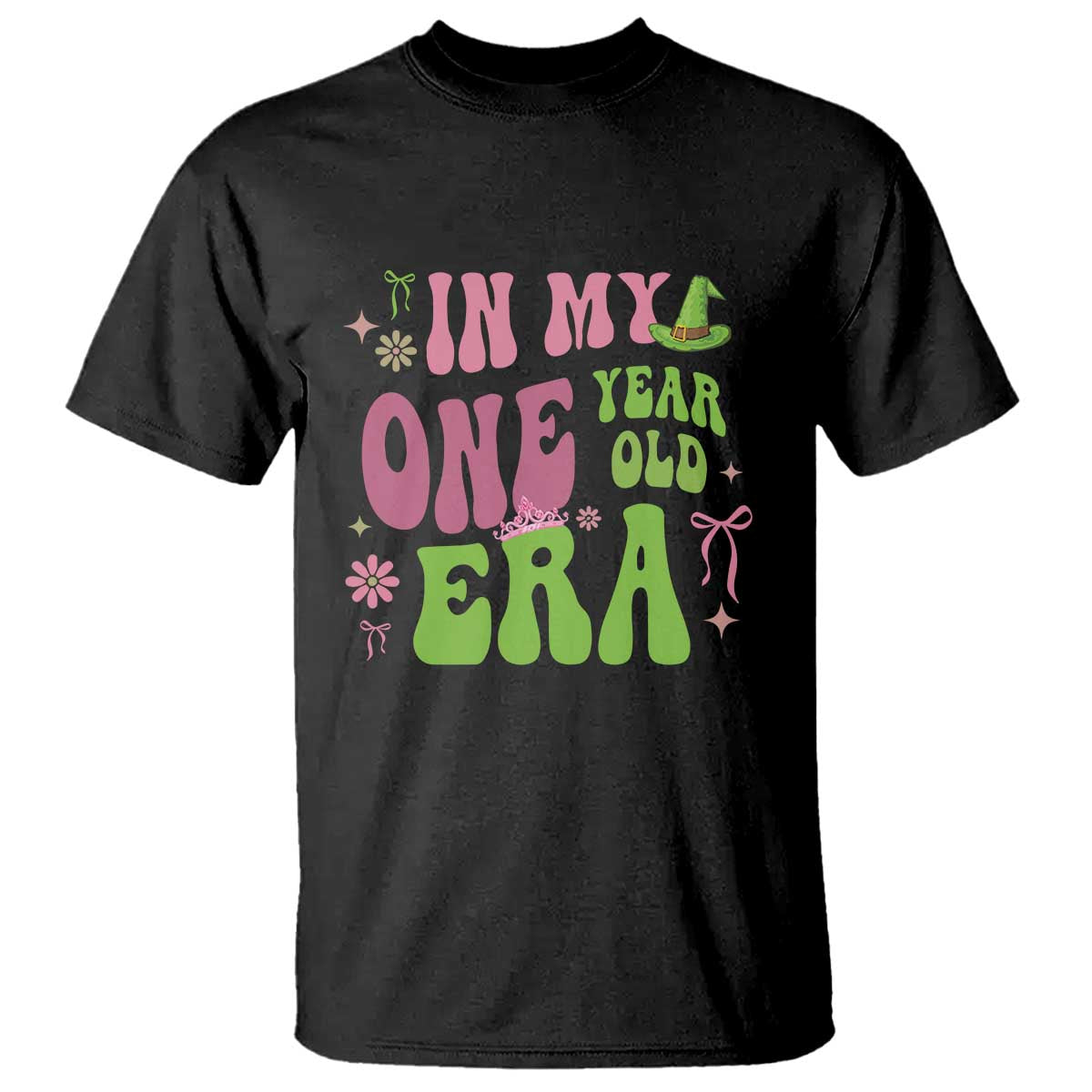 Baby Girl First Birthday Outfit T Shirt In My One Year Old Era Witch Pink Green