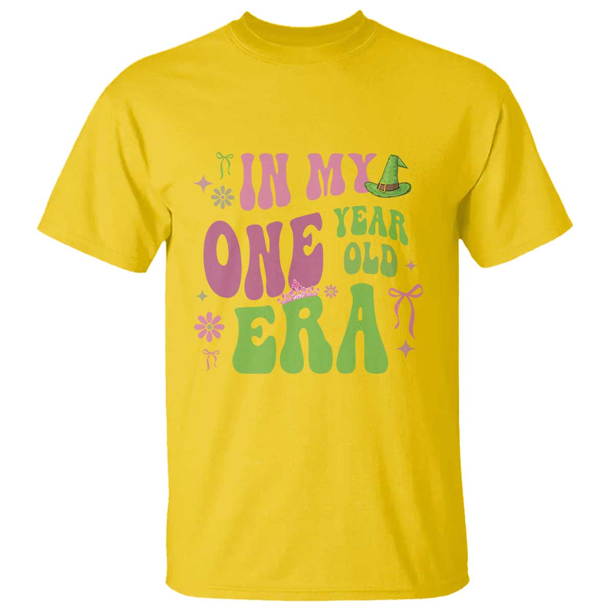 Baby Girl First Birthday Outfit T Shirt In My One Year Old Era Witch Pink Green