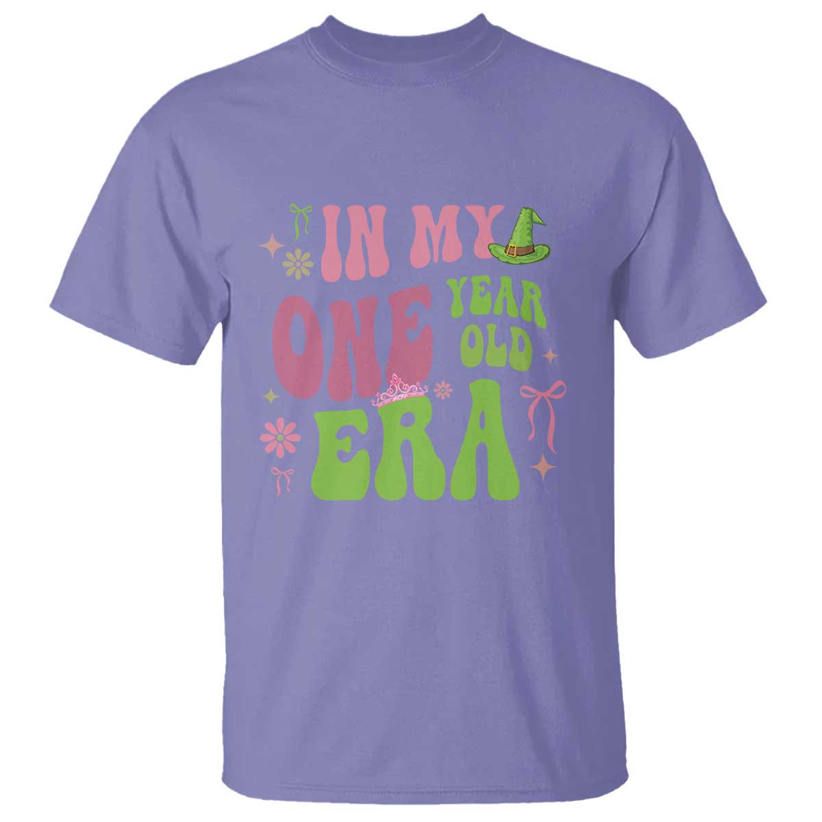 Baby Girl First Birthday Outfit T Shirt In My One Year Old Era Witch Pink Green