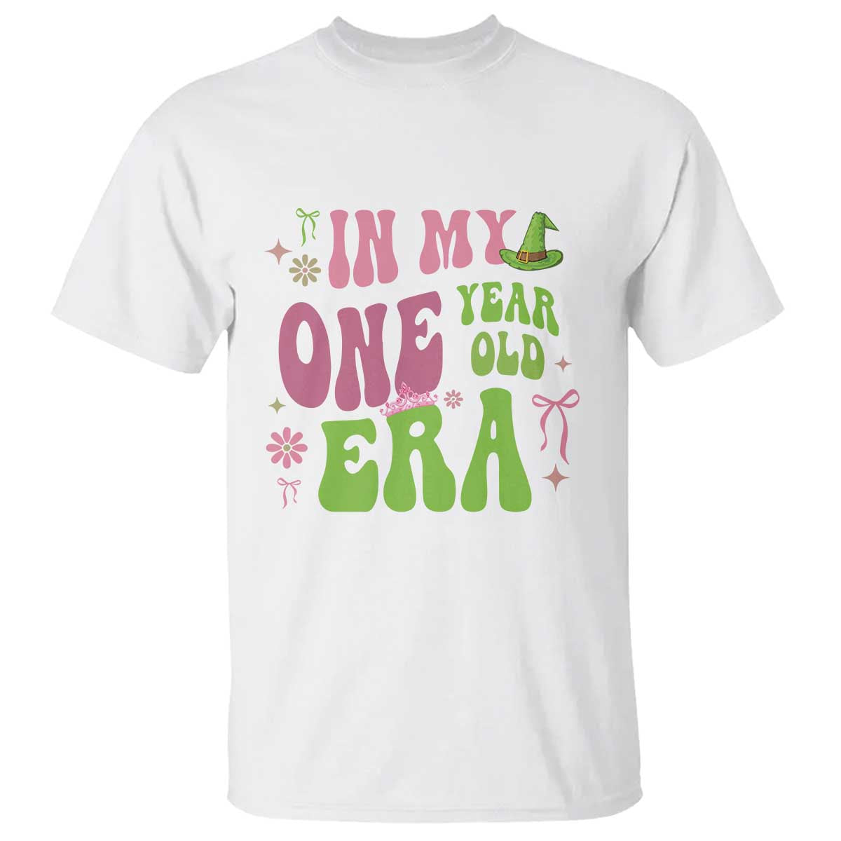 Baby Girl First Birthday Outfit T Shirt In My One Year Old Era Witch Pink Green
