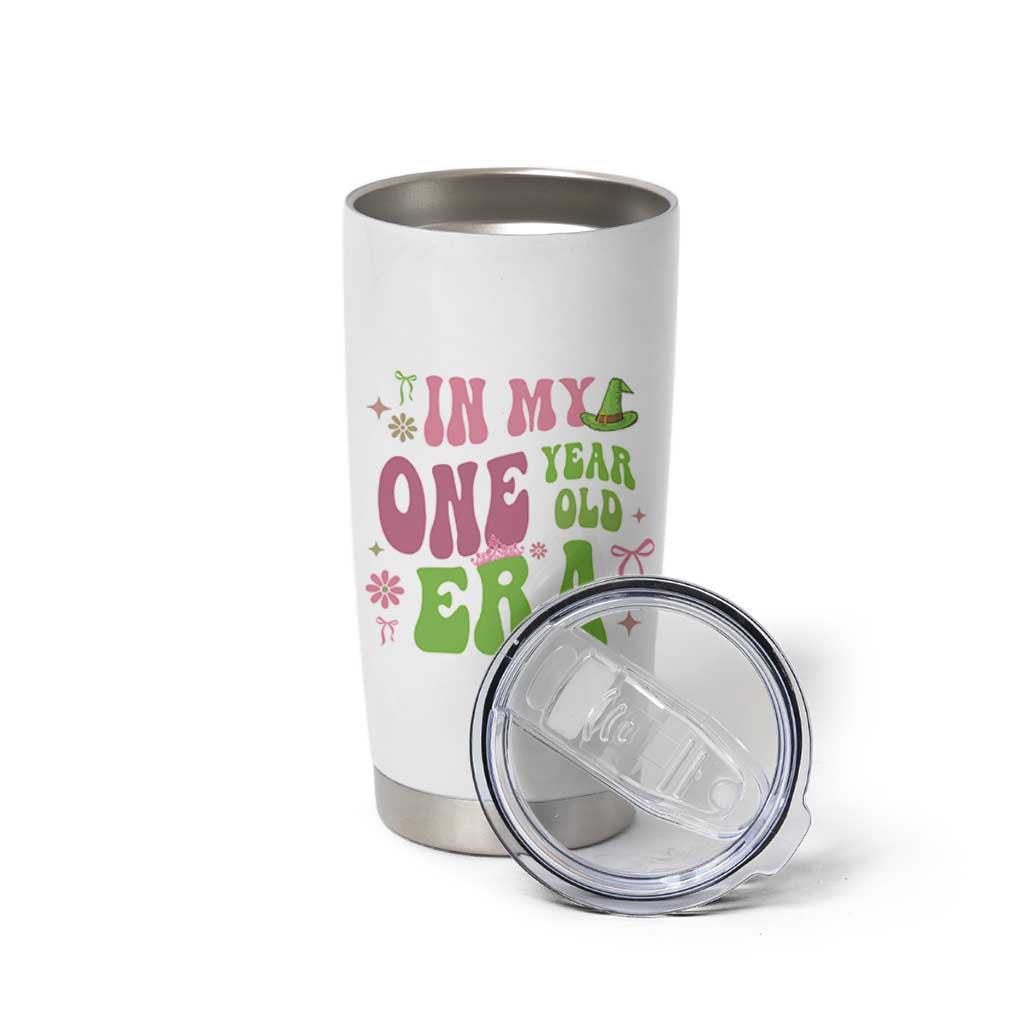Baby Girl First Birthday Outfit Tumbler Cup In My One Year Old Era Witch Pink Green