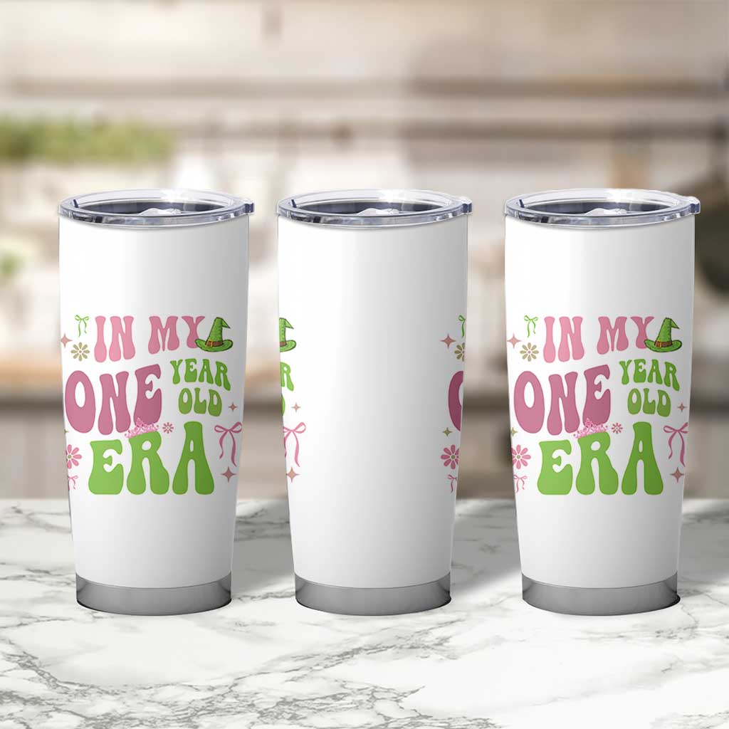 Baby Girl First Birthday Outfit Tumbler Cup In My One Year Old Era Witch Pink Green