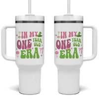 Baby Girl First Birthday Outfit Tumbler With Handle In My One Year Old Era Witch Pink Green