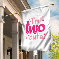 Two Birthday Girl Garden Flag Pink 2nd Bday Im Two Cute