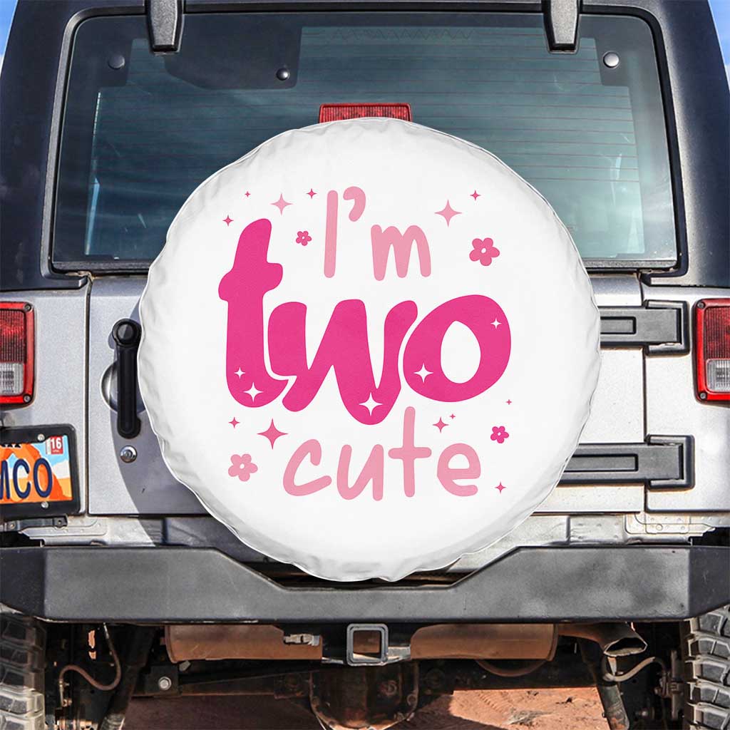 Two Birthday Girl Spare Tire Cover Pink 2nd Bday Im Two Cute