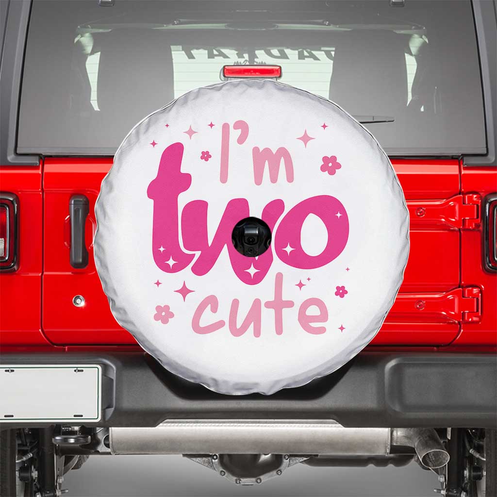 Two Birthday Girl Spare Tire Cover Pink 2nd Bday Im Two Cute