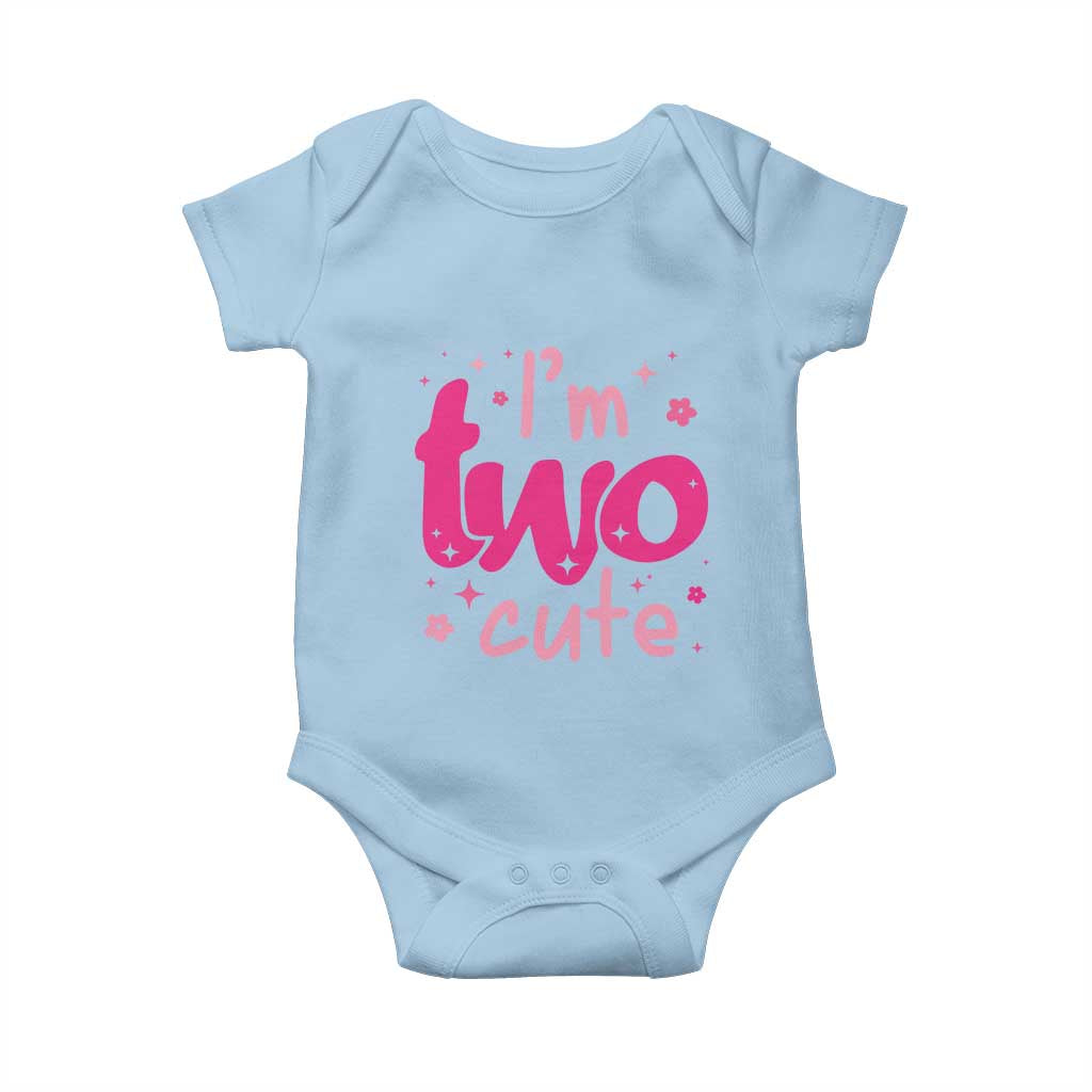 Two Birthday Girl Baby Onesie Pink 2nd Bday Im Two Cute