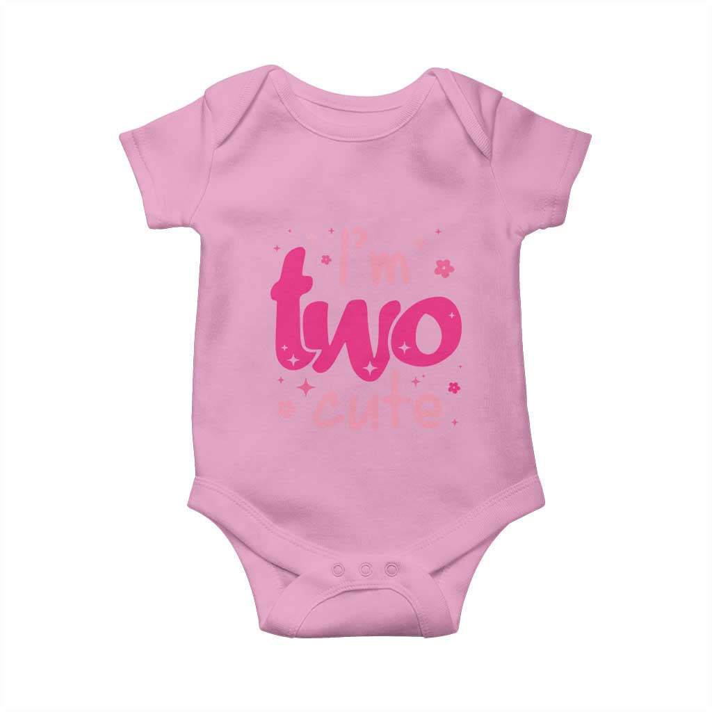 Two Birthday Girl Baby Onesie Pink 2nd Bday Im Two Cute