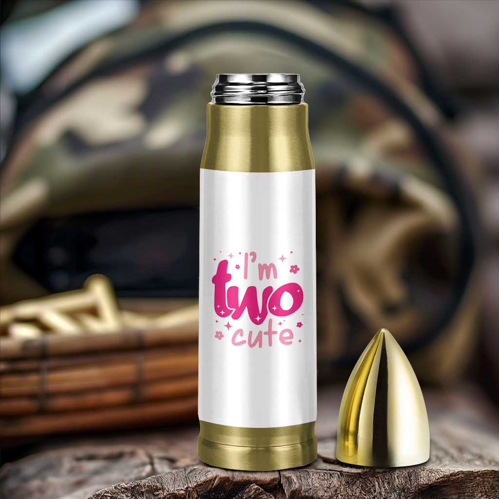 Two Birthday Girl Bullet Tumbler Pink 2nd Bday Im Two Cute