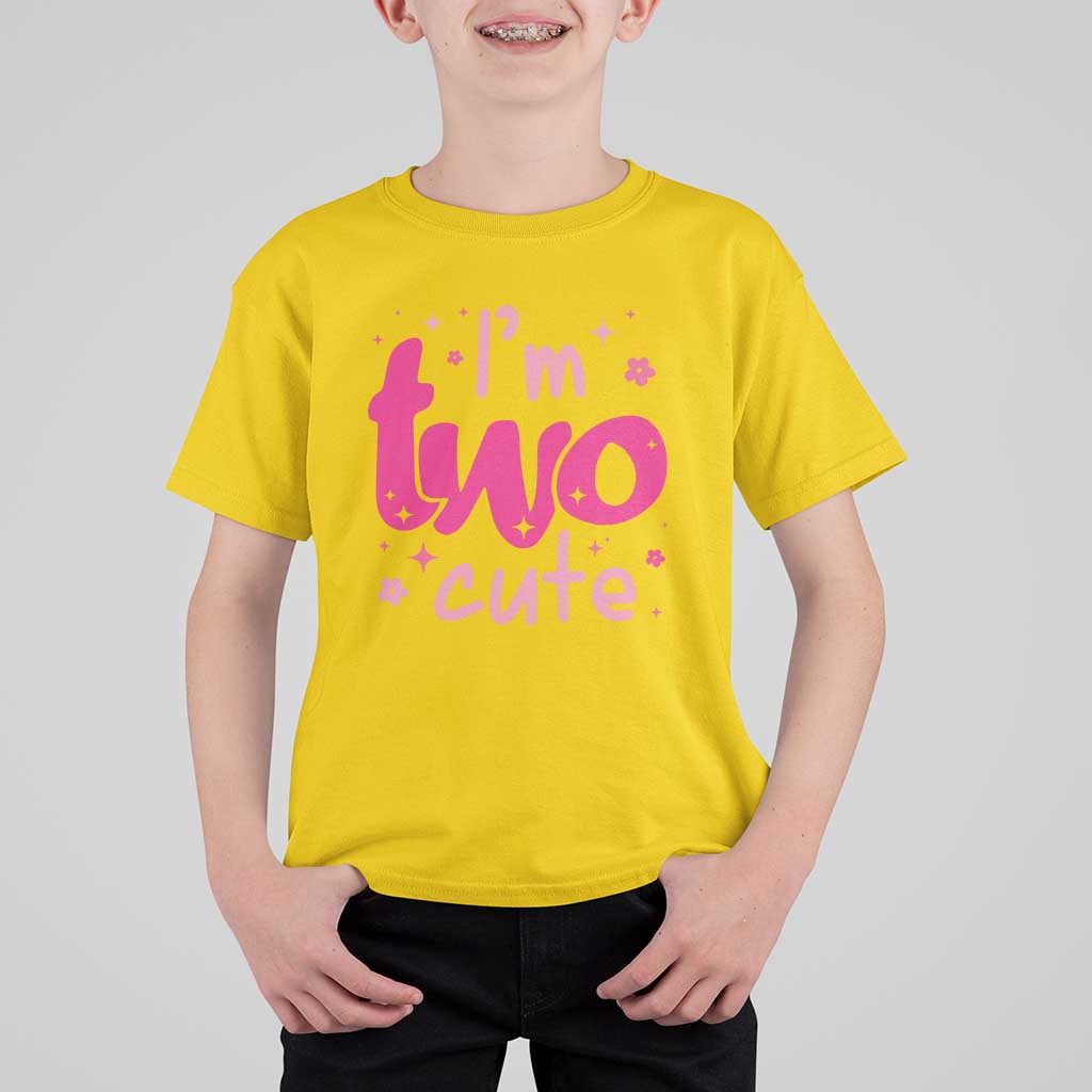 Two Birthday Girl T Shirt For Kid Pink 2nd Bday Im Two Cute
