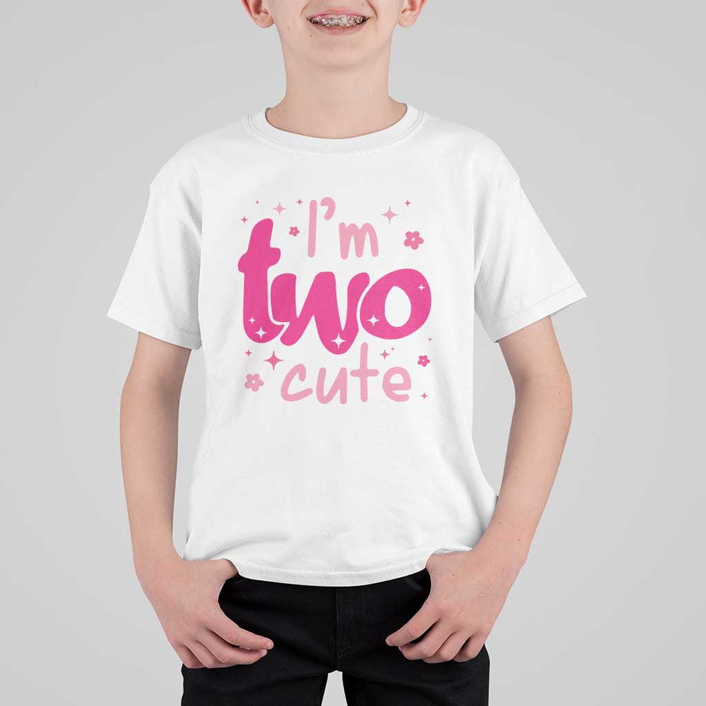 Two Birthday Girl T Shirt For Kid Pink 2nd Bday Im Two Cute
