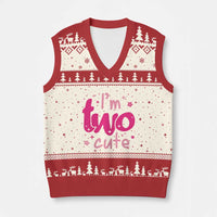 Two Birthday Girl V-Neck Knit Sweater Vest Pink 2nd Bday Im Two Cute