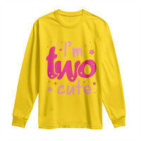 Two Birthday Girl Long Sleeve Shirt Pink 2nd Bday Im Two Cute