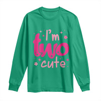 Two Birthday Girl Long Sleeve Shirt Pink 2nd Bday Im Two Cute