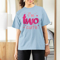 Two Birthday Girl T Shirt For Women Pink 2nd Bday Im Two Cute