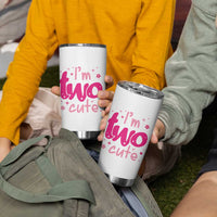 Two Birthday Girl Tumbler Cup Pink 2nd Bday Im Two Cute