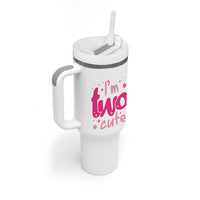Two Birthday Girl Tumbler With Handle Pink 2nd Bday Im Two Cute