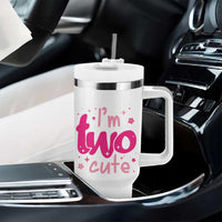 Two Birthday Girl Tumbler With Handle Pink 2nd Bday Im Two Cute