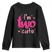 Two Birthday Girl Youth Sweatshirt Pink 2nd Bday Im Two Cute