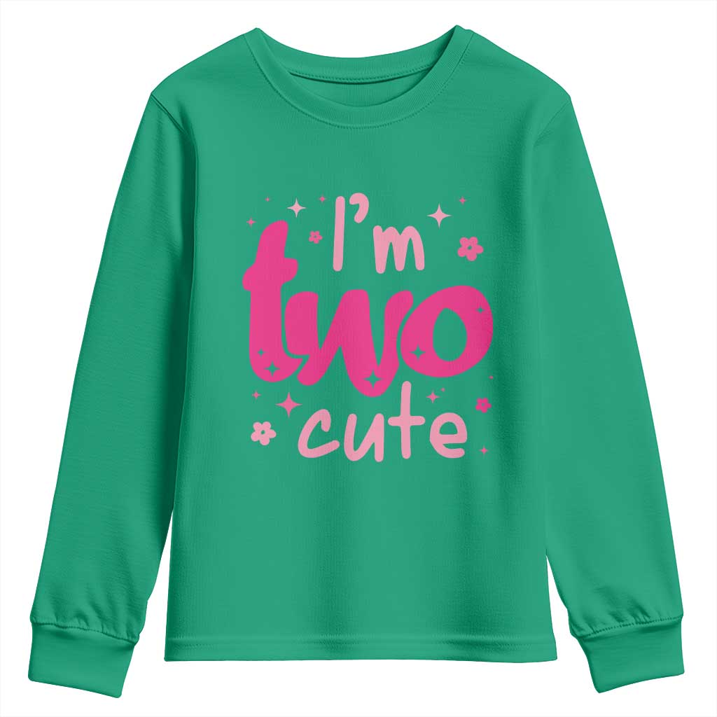 Two Birthday Girl Youth Sweatshirt Pink 2nd Bday Im Two Cute