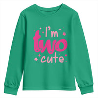 Two Birthday Girl Youth Sweatshirt Pink 2nd Bday Im Two Cute
