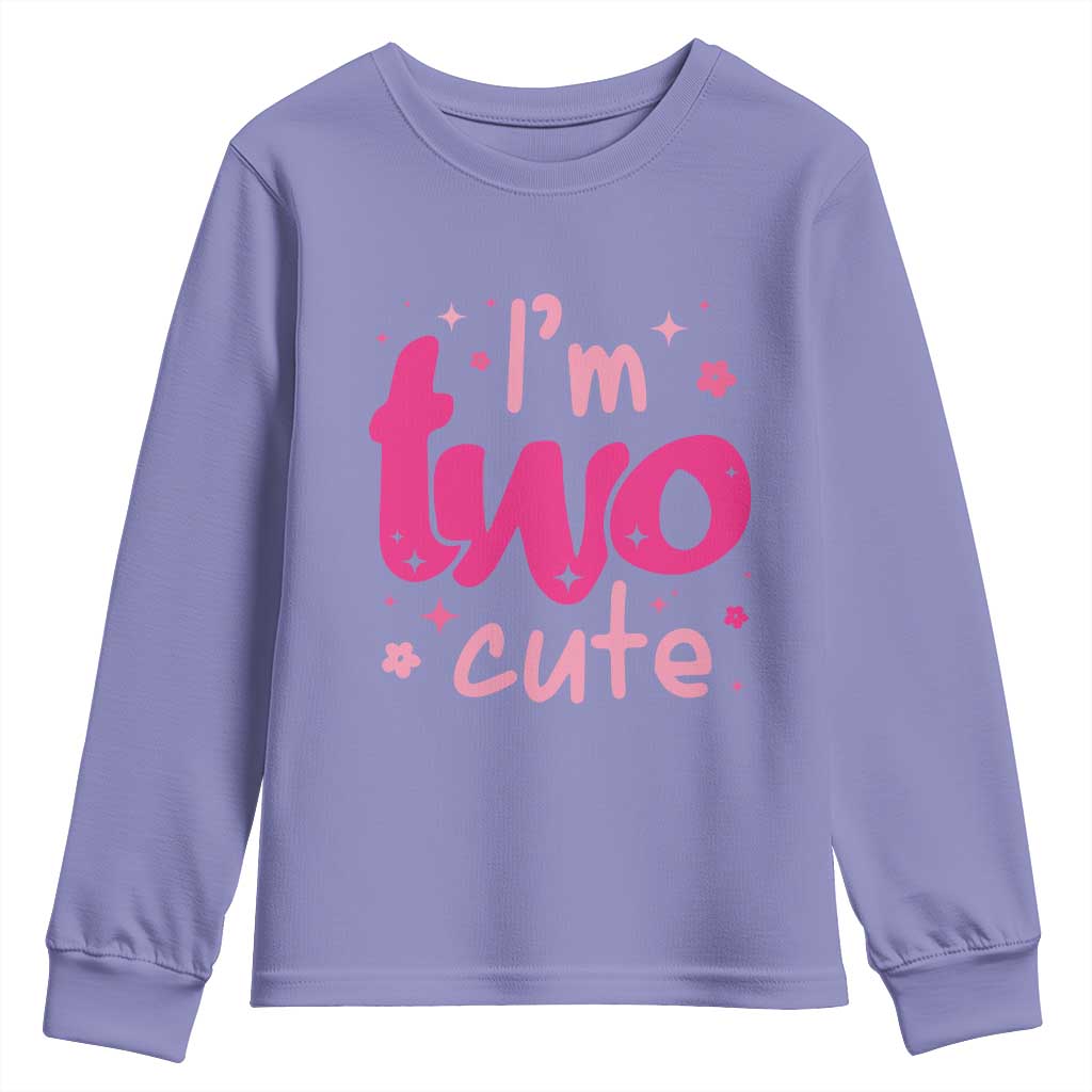 Two Birthday Girl Youth Sweatshirt Pink 2nd Bday Im Two Cute