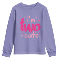 Two Birthday Girl Youth Sweatshirt Pink 2nd Bday Im Two Cute