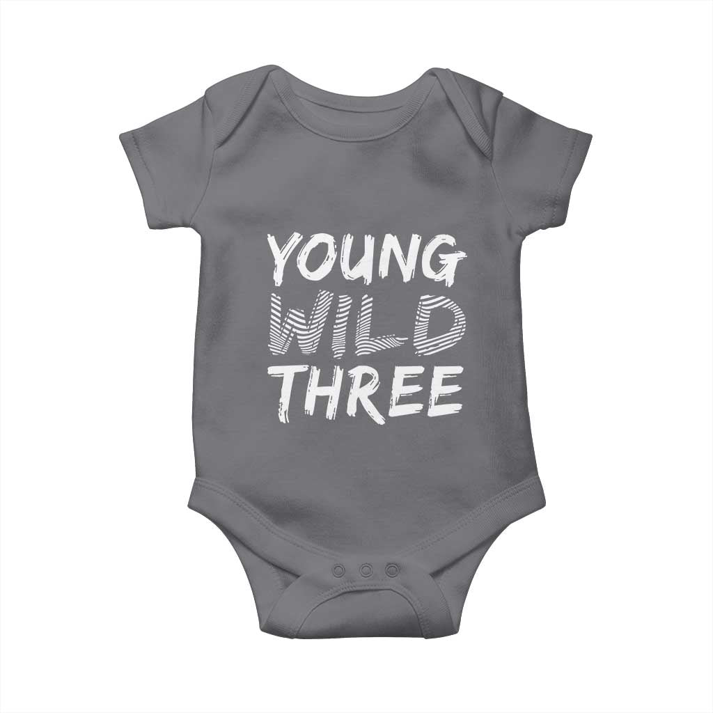 Toddler 3rd Birthday Baby Onesie Young Wild And Three - Wonder Print Shop