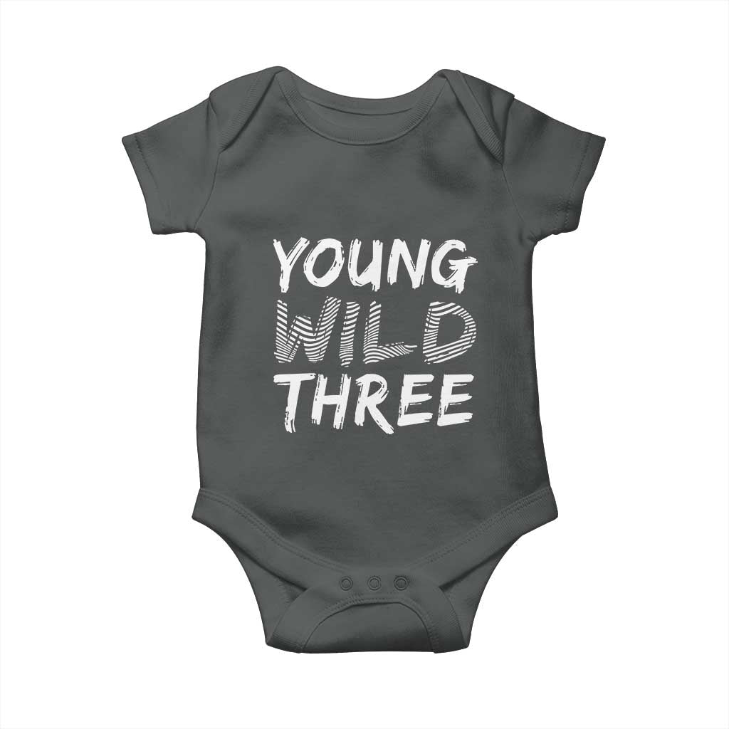 Toddler 3rd Birthday Baby Onesie Young Wild And Three - Wonder Print Shop