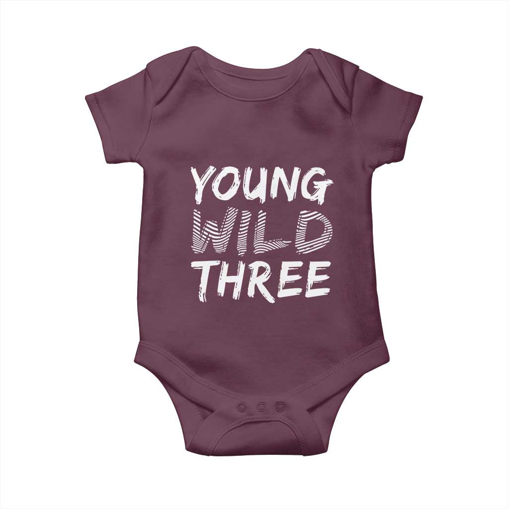 Toddler 3rd Birthday Baby Onesie Young Wild And Three - Wonder Print Shop