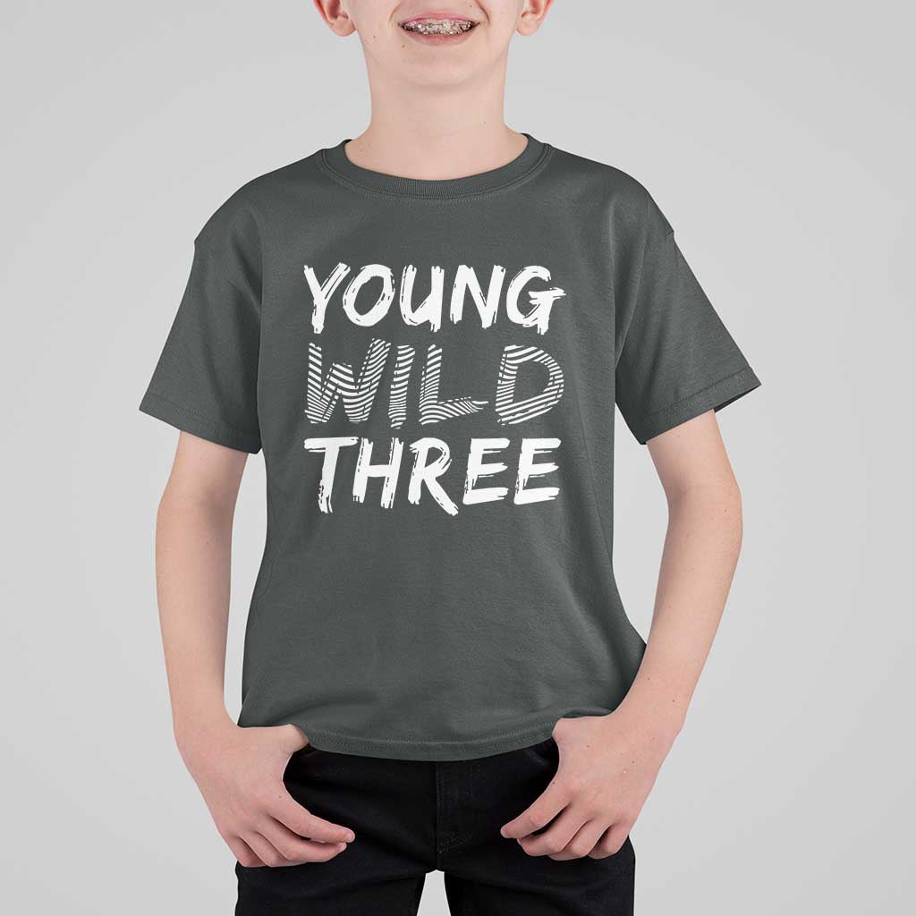 Toddler 3rd Birthday T Shirt For Kid Young Wild And Three - Wonder Print Shop