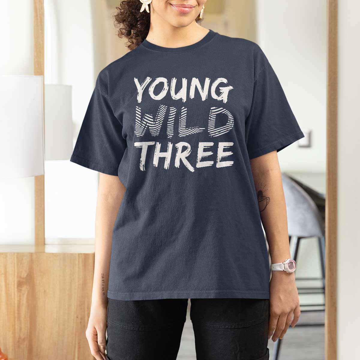 Toddler 3rd Birthday T Shirt For Women Young Wild And Three - Wonder Print Shop