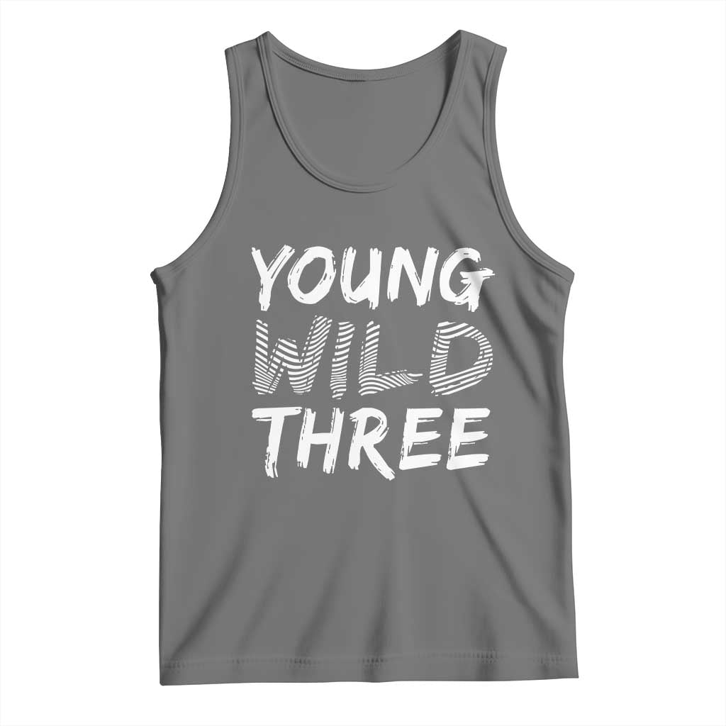 Toddler 3rd Birthday Tank Top Young Wild And Three - Wonder Print Shop
