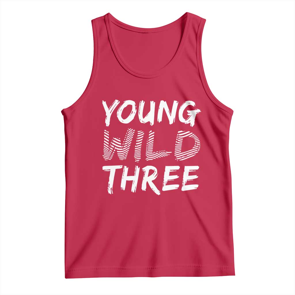 Toddler 3rd Birthday Tank Top Young Wild And Three - Wonder Print Shop