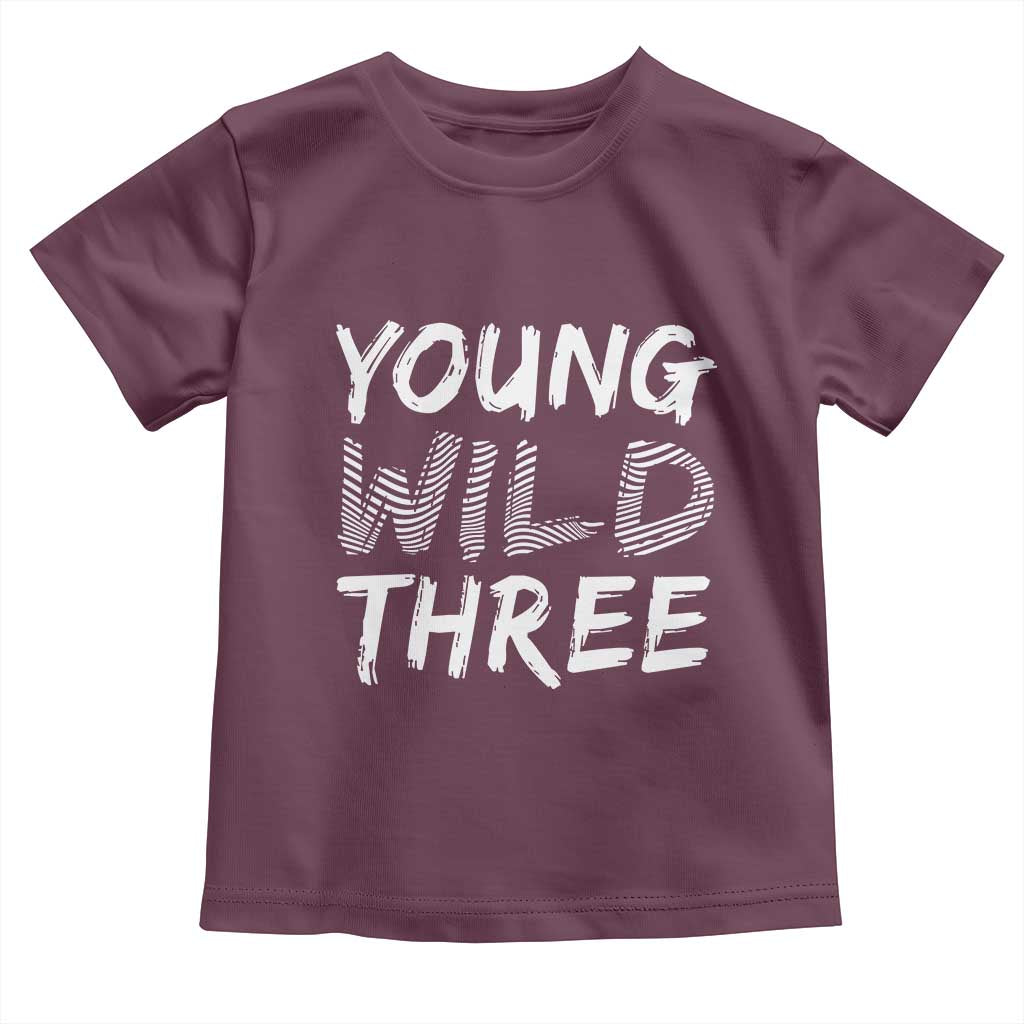 Toddler 3rd Birthday Toddler T Shirt Young Wild And Three - Wonder Print Shop