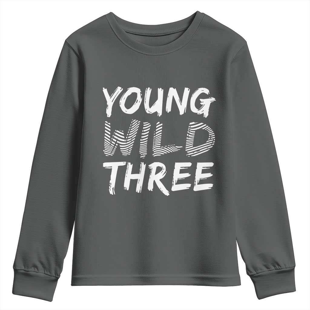 Toddler 3rd Birthday Youth Sweatshirt Young Wild And Three - Wonder Print Shop