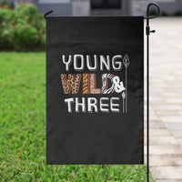 3rd Birthday Garden Flag Young Wild And Three Safari Zoo Party