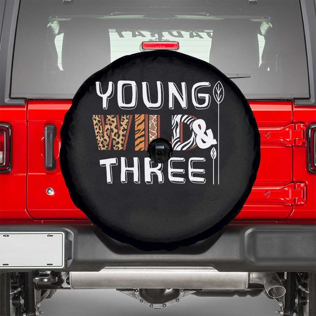 3rd Birthday Spare Tire Cover Young Wild And Three Safari Zoo Party