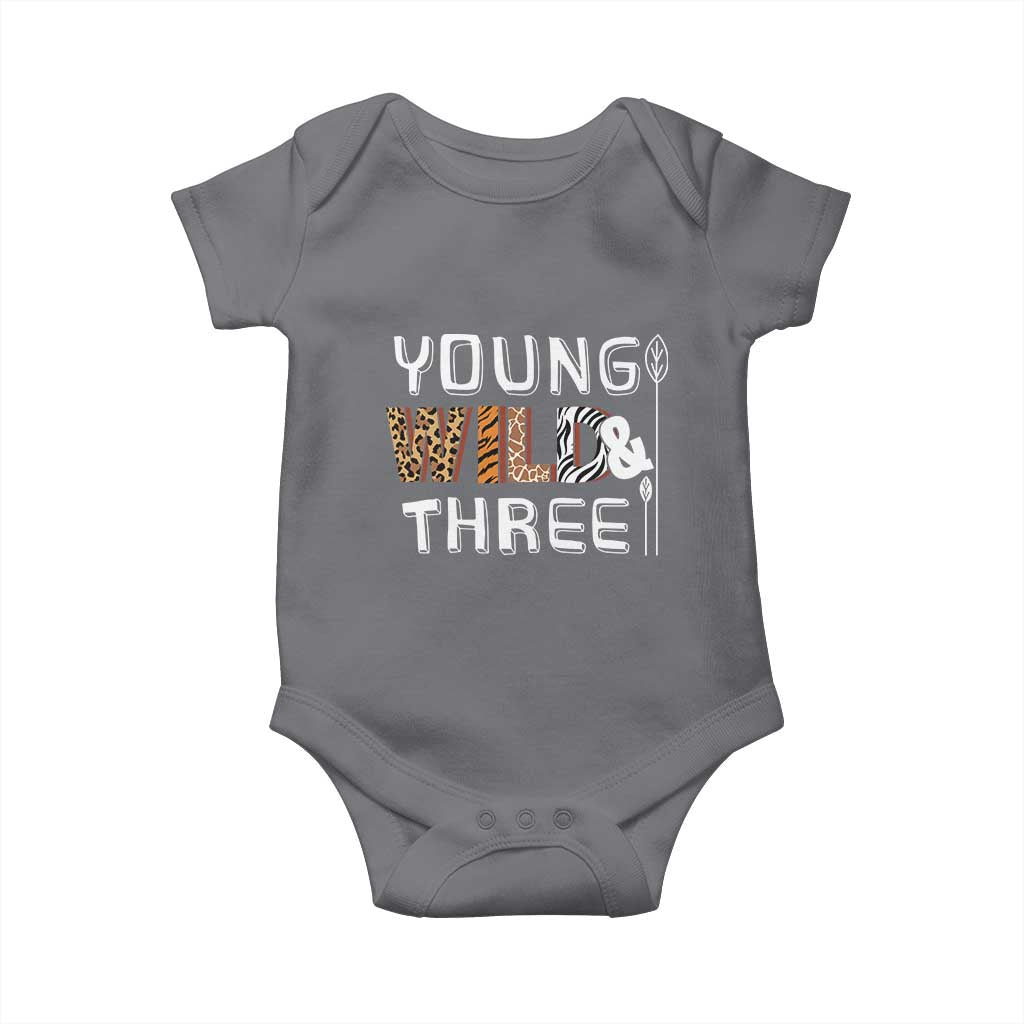 3rd Birthday Baby Onesie Young Wild And Three Safari Zoo Party