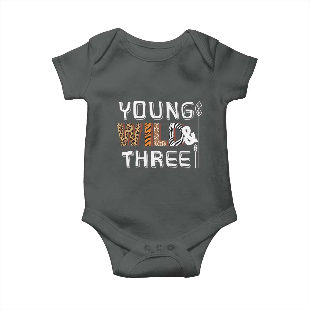 3rd Birthday Baby Onesie Young Wild And Three Safari Zoo Party